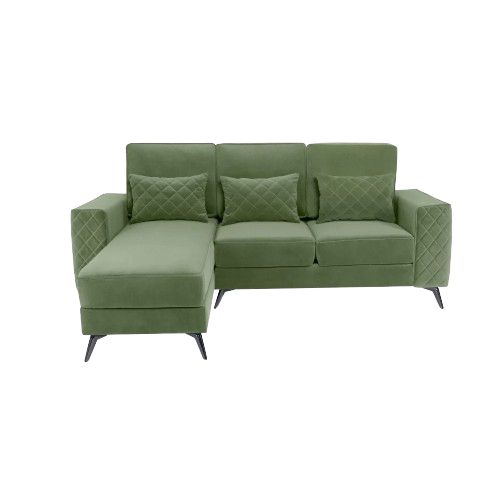 Eden Jade Green Fabric 2 Seater Sofa With Lounger - Comfort club